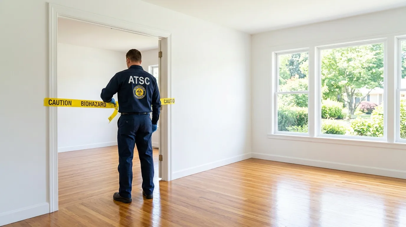 Certified biohazard cleanup crew performing Trauma Scene Cleanup in Iselin